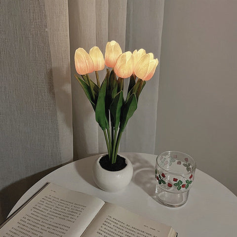 LED Tulip Flower Night Light Flowerpot Potted Plant Landscape