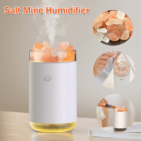 Home Air Humidifier Crystal Salt Stone LED Lamp