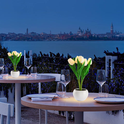 LED Tulip Flower Night Light Flowerpot Potted Plant Landscape