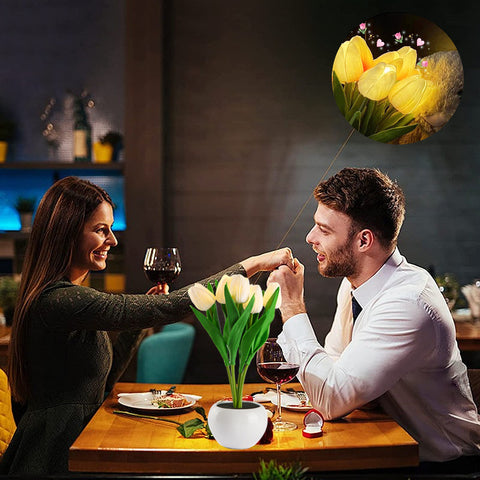 LED Tulip Flower Night Light Flowerpot Potted Plant Landscape