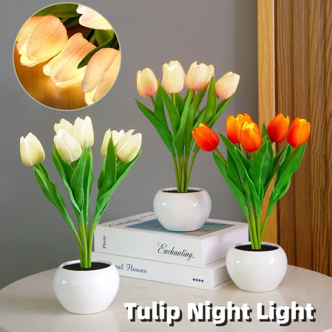 LED Tulip Flower Night Light Flowerpot Potted Plant Landscape
